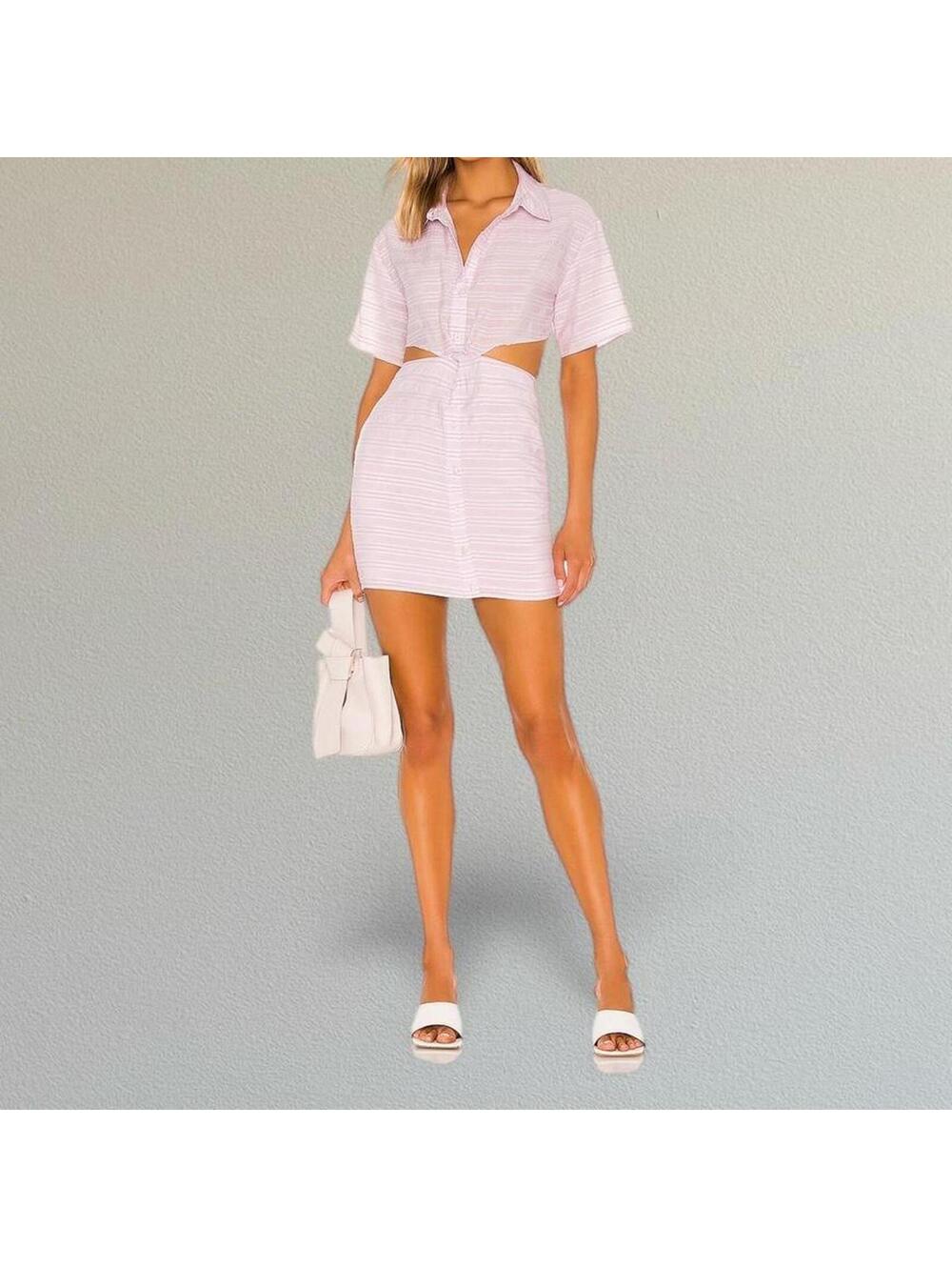 Lovers and Friends striped button up mini dress with open back. Size S. - Picture 1 of 4